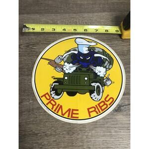 Vtg 1981 U.S. AIR FORCE 9” Sticker USAF CIVIL ENGINEERING PRIME RIBS Cook Chef